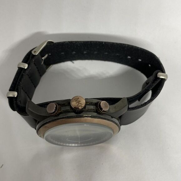 Michael Kors MK8266 Men's Black Leather Analog Dial Quartz Genuine Watch EY690 - Picture 8 of 12